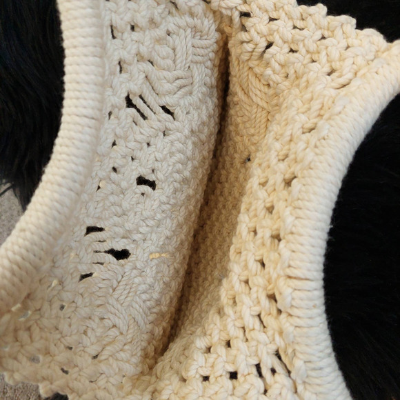 Vintage 70s Handmade Macrame Bamboo Handle Handbag - Picture 4 of 8